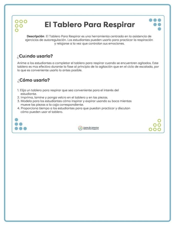  Recurso para la Implementación del Tablero de Respiración (Resource for Breathing Board Implementation)