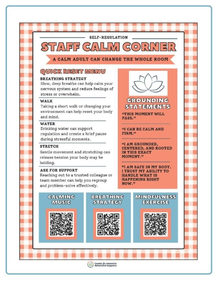 Resource for Staff Calm Corner